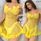 Sexy Lingerie Womens Deep V-neck Sleepwear Lace Nightwear Bodysuit Dress Bodycon