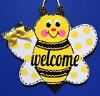 Welcome Bumblebee Sign Wall Art Door Hanger Garden Bee Plaque Home Summer Decor