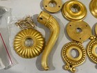 Group Of Vintage Heavy Cast Brass Door Hardware - Italy - Knobs  Plates  Etc 