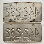 2 Vintage Mass 90s Commercial 442-282 White Red Massachusetts License Plate Tags