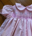 Vtg Baby Togs Light Pink White Cotton Blend Smocked Embroidered Dress 24m Euc