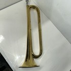 Vintage 19  Brass Cavalry Bugle - 1970s 80s India - Chained Mouthpiece - Large