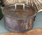 Vintage Heavy Copper Made In Italy  5 Qt Sauce Pan W lid   Brass Handles 4 d 8 l