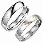 Men Women His hers Heart Real Love Couple Matching Promise Ring Wedding Band