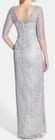 Kay Unger New York Crocheted Sequined Overlay Formal Maxi Dress Nwt Size 8