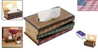 Wooden Antique Book Tissue Box Cover Rectangular Napkin Holder Retro Home Decor