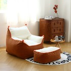N v Giant Bean Bag Chair  High-density Foam Filling Lazy Sofa With Stool Ottoman