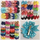  Mix 50 Pcs Boutique Hair Bow Clips For Girl Baby In Kitty Bow Plastic Box Hj-2