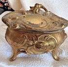 Antique Art Nouveau Trinket Box Casket Box  Footed Metal  354