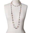 Copper Tone Glass Pearl Station Necklace Earrings Set 53  Long Rope Toggle Clasp