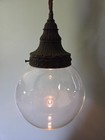 Vintage 1974 Clear Glass Globe Hanging Swag Pendant Lamp Light E k 1045-d