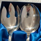 Waterford Crystal Salad Server Set 2pc Spoon   Fork Cut Crystal Handles