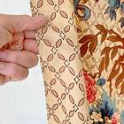19th Century Antique Hand Block Print Fabric Curtain Drape Chintz Hand Block Pr