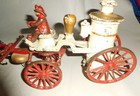 Dent --- Medium Sized Fire Pumper Cast Iron Fire Toy --- Original Paint   Driver