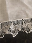 Vintage Unused Nos White Linen Wedding Hand Crocheted  Wide Border Handkerchief