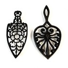 2 Antique Sad Iron Trivets Cast Iron Early 1900s Leaf Shape