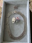 Vintage Mexican Sterling Double Armor Link 16  Collar Necklace W  Earrings Set