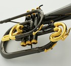 Shiny Black Nickel   24k Gold Plated Marching Mellophone Horn F Tone Free Ship