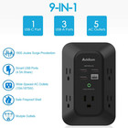 Usb Surge Protector 5 Outlet Wall Charger 4 Usb Ports Usb C Power Strip Black