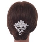Bridal  Wedding  Prom  Party Rhodium Plated Clear Austrian Crystal Floral Side