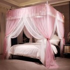 4 Corners Post Ruffle Princess Bed Canopy Curtain-double Layer Cozy Drape Net   