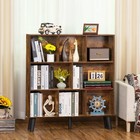 8 Cube Bookshelf 3 Tier Bookcase With Legs rustic Brown Mid-century Modern Bo   