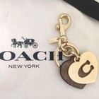 Item Coach Heart Keychain Bag Charm Gold With Bag