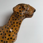 Leather-wrapped Realistic Cheetah Leopard Jungle Big Cat Sculpture Large Vintage