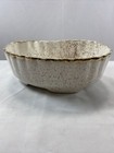 Mid Century Modern Gold Speckled Planter Dish Bowl Cream Vintage