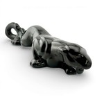 Vintage Glossy Black Ceramic Panther Figurine Large Mid Century 13 In