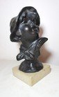 Antique 1800s Francesco Paolo Michetti Bronze Child Bust Statue Sculpture Marble