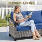 9-pieces Patio Furniture Set Outdoor Sectional Sofa Rattan Wicker Sofa W  Table