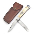 Trapper Pocket Knife   camel Bone Handle-dual Blade     Carbon Steel Folding-usa Edc