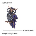 Fall Owl Brooch Bird Pin Vintage Blue Rhinestone Gold Autumn Animal Jewelry Gift