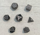 7pcs Polyhedral Metal Dice Set - Silver Gear Theme color - D4 Through D20 - Dnd