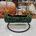 Vintage Green Glazed Ceramic Log Pottery Vase Planter Home Decor - 7 5  Long