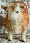 Vintage Hereford Beef Cattle Steer Cow Horned Figurine Ceramic  887