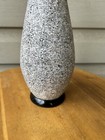 Vintage Mcm White Ceramic Crackle Inlay Black Shiny Finish Decor Vase 12    Retro
