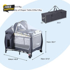 4 In 1 Pack And Play Baby Playard Bassinet Changing Table Canopy Grey Portable
