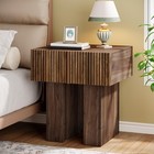 Fluted Nightstand Wooden Nightstand With Storage Drawer Modern Bedside Table