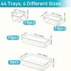 44pcs Drawer Storage Box Kit Multifunctional Clear Plastic Drawer Organizer Set