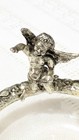 Vintage Mcm Miniature Ashtray Silver Tone Cherub Trim Glass Collectible Ashtray 