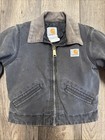 Vintage Carhartt Y20 Kids Detroit Jacket Black Canvas Quilt Lined Work Coat 5-6