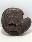 Vintage Antique Brown Leather Baseball Catcher s Mitt Glove 1920 s