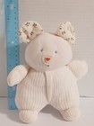 Vintage Eden Plush White Baby Bear Thermal Waffle Weave 8  Holly Design In Ears