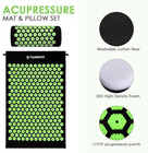 Tomshoo Acupressure Set  Mat And Pillow With 2 Massage Balls Black green Loc  S5