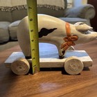 Vtg Folk Art Primitive Style Wooden Wood Pig Pull Toy Decor Wheels Vintage