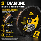 3 In Diamond Cut Off Wheel 3 8 Arbor Heavy Duty Metal Disc 6000 cuts Die Grinder