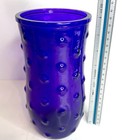 Rare Vintage Hoosier Glass Cobalt Blue Hobnail Vase 8  Raised Nubs Mold 10592-06