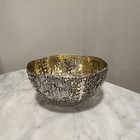 Dutch German 800 Silver Openwork Bowl Party Scenes Cartouches Gilt Interior